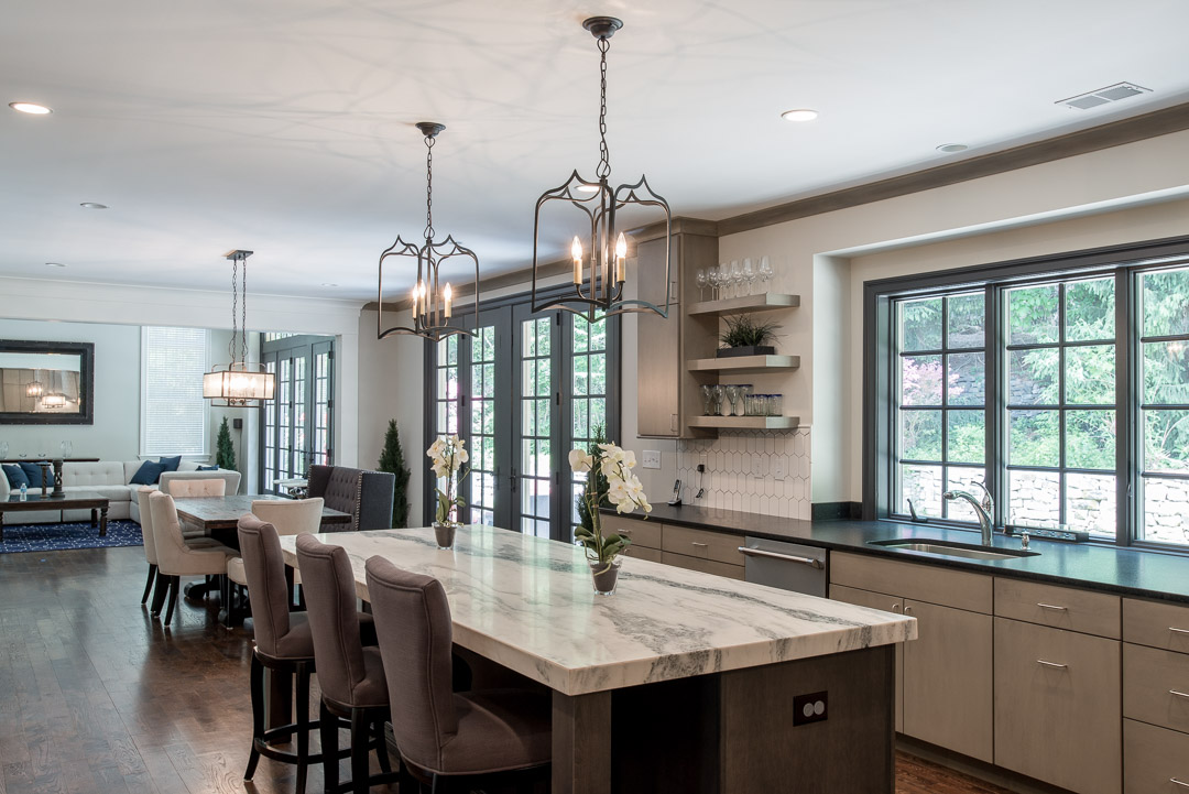 Newtown Square custom home kitchen and great room