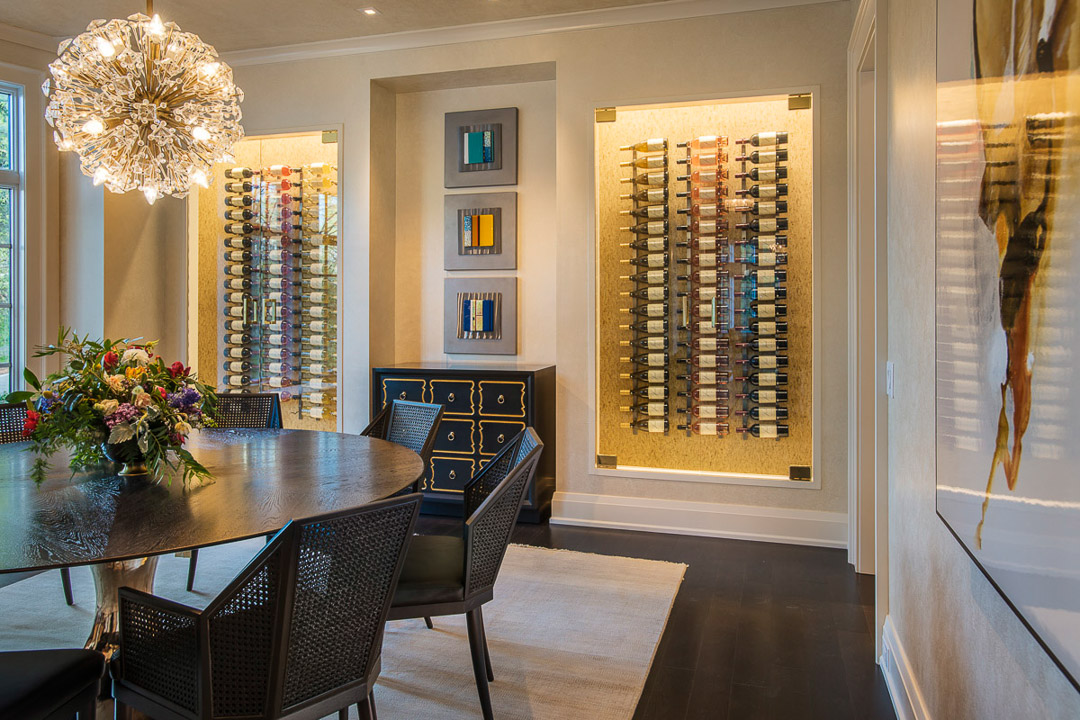Philadelphia Design Home 2017 dining room with custom wine racks