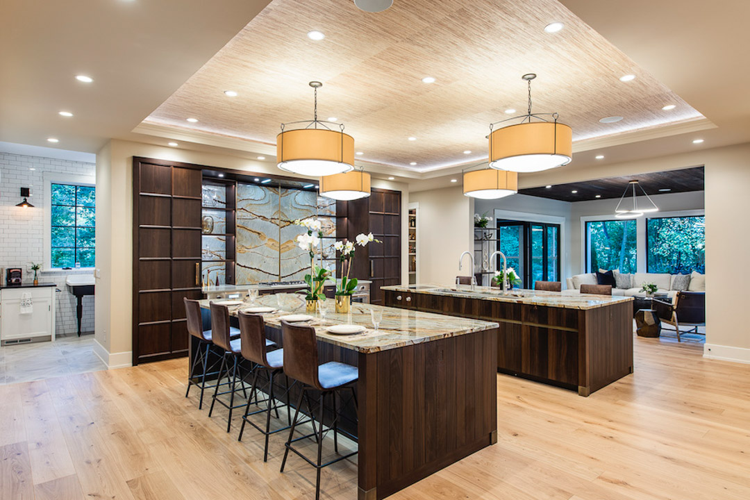 Philadelphia Magazine Design Home 2019 kitchen with dual marble islands